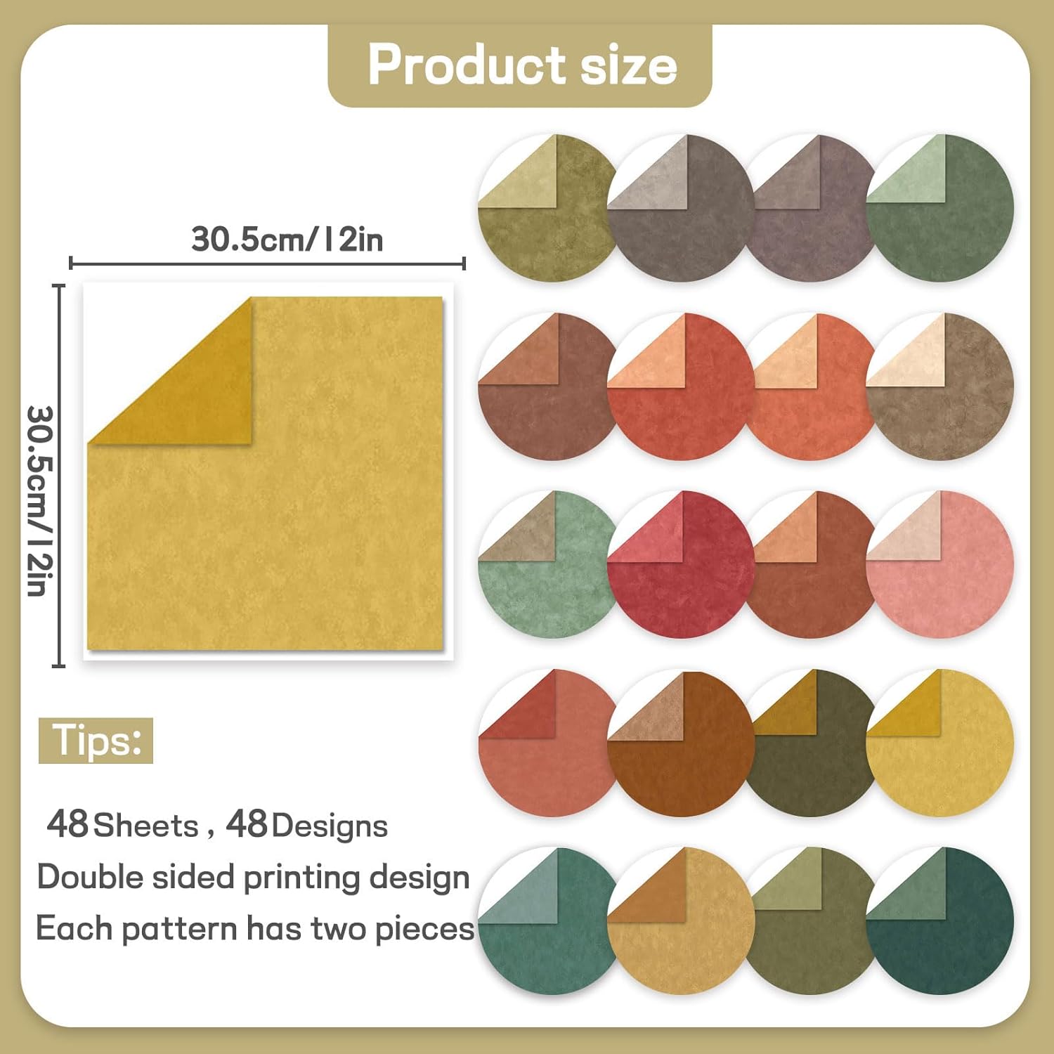 Scrapbook Paper 12x12 Inch, Double Sided Decorative Craft Papers, 48 Sheets/48 Designs Patterned Paper Colorful Background Papers for Scrapbooking, Card Making, Photo Album Journal Decoration