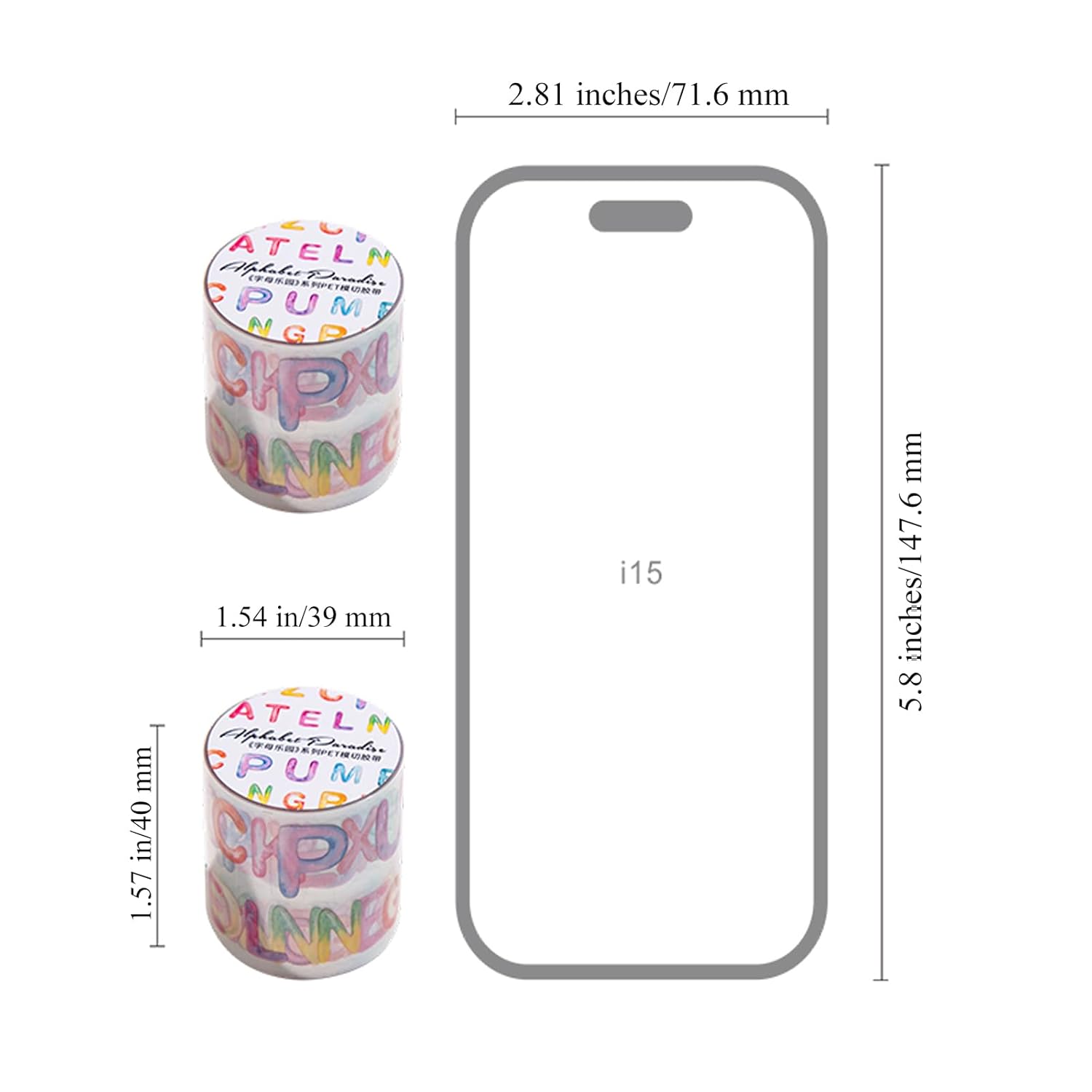 2 Rolls Colorful Letter Stickers Aesthetic Scrapbook Supplies Gradient Alphabet Stickers For Scrapbooking Letter Decals Transparent Washi Tape Sticker Letters PET Tape Sticker For Journaling Supplies