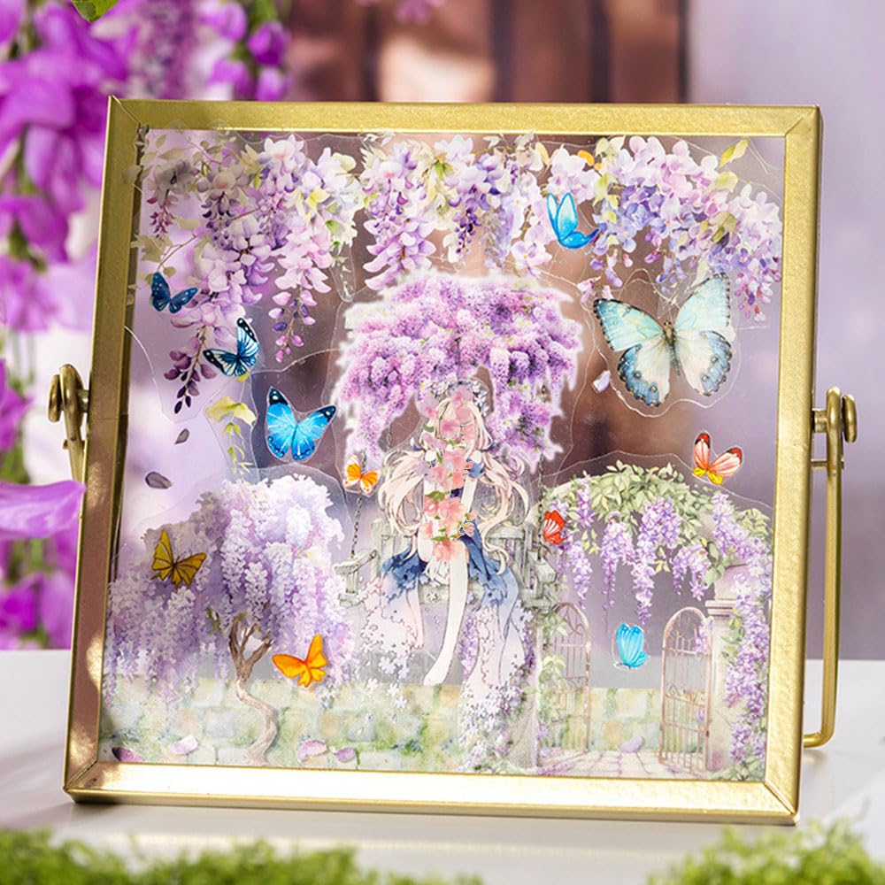 1 Roll Colorful Floral Washi Tape for Scrapbooking Scrap Booking Supples Kit Cute Butterfly Tapes Sticker Spring Flower Washi Tapes Transparent PET Tape Stickers for Journaling Junk Journal supplies