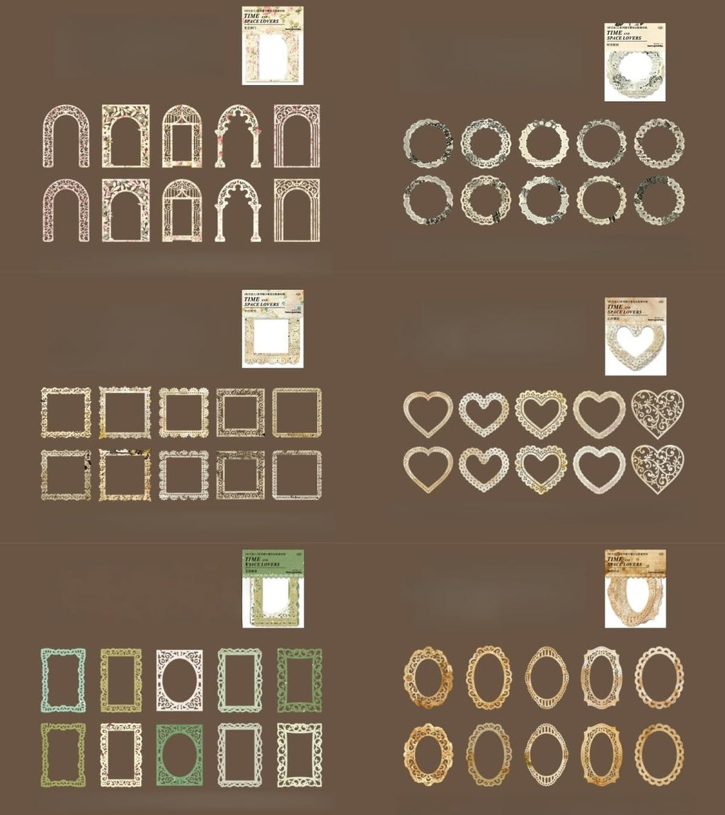 60PCS Flower Cut Outs Border Card Vintage Love Heart Lace Star Cutouts Paper Lace for Scrapooking Supplies Kit Scrapbook Decorative Paper Card for DIY Arts Crafts Album Planner Junk Journals