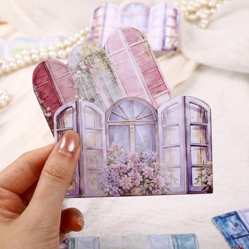 60 PCS Vintage Paper Window Scrapbook Stickers, Aesthetic Decorative Sticker for Scrapbooking Supplies Junk Journal Card Making Handmade DIY Paper Craft Decoration, Journaling Collage Kit Pop-up