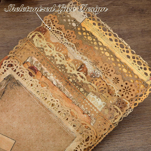 60 Sheets Lace Edged Vintage Textured Scrapbook Paper, 6 Pack Stationery Paper Assorted Set for Scrapbook Embellishments, Letter Writing, Junk Journal Supplies, Collage Background