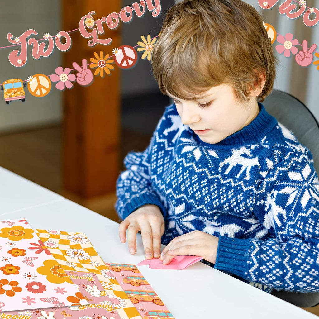 24 Sheets Orange Daisy Hippie Scrapbook Paper 12'' x 12'' Little Orange Daisy Boho Pattern Paper Pack Retro Boho Double-Sided Scrapbook Pack for Photo Albums, Gift Wrapping, Journal Decoration