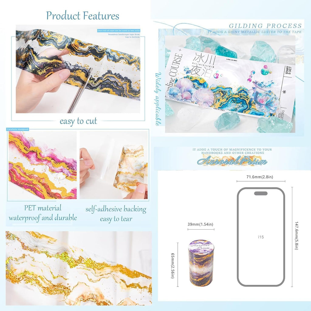 6 Rolls of PET Tape Stickers for Journaling Supplies, Paths Themed Decorative Journal Stickers for Scrapbooking,Planer (Garden Paths)