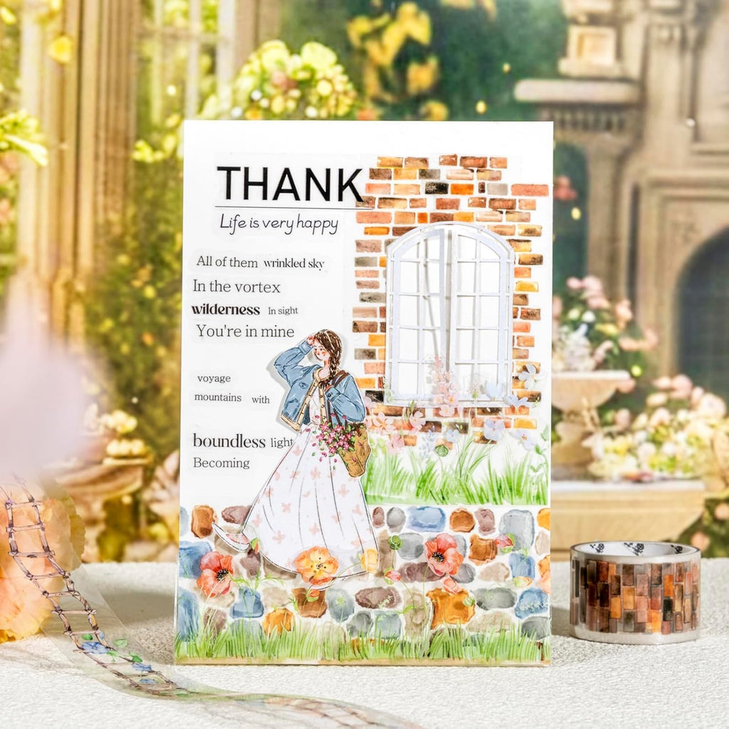 6 Rolls of PET Tape Stickers for Journaling Supplies, Paths Themed Decorative Journal Stickers for Scrapbooking,Planer (Garden Paths)