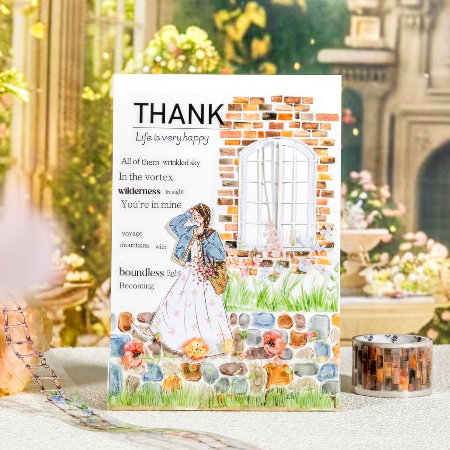 6 Rolls of PET Tape Stickers for Journaling Supplies, Paths Themed Decorative Journal Stickers for Scrapbooking,Planer (Garden Paths)