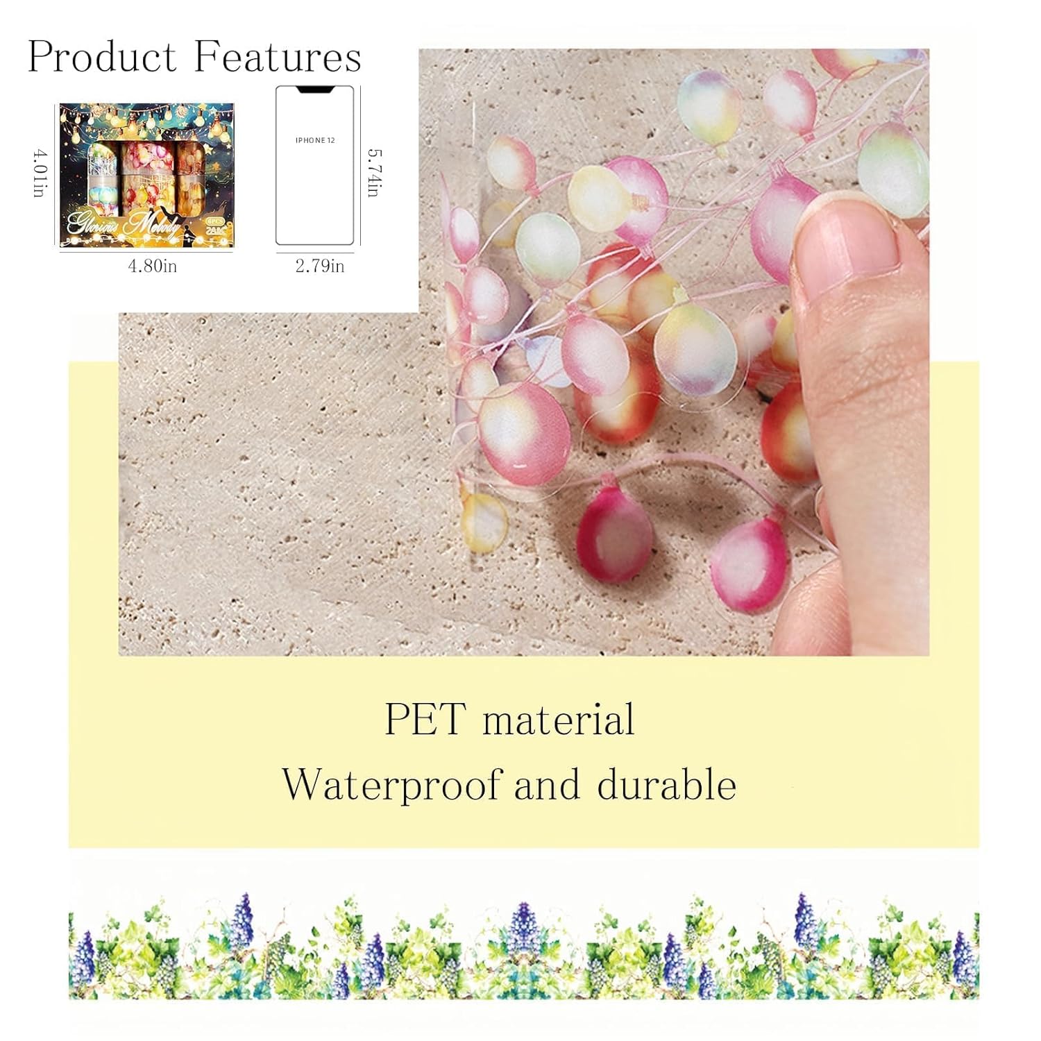 6 Rolls of PET Tape Stickers for Journaling Supplies, Paths Themed Decorative Journal Stickers for Scrapbooking,Planer (Garden Paths)