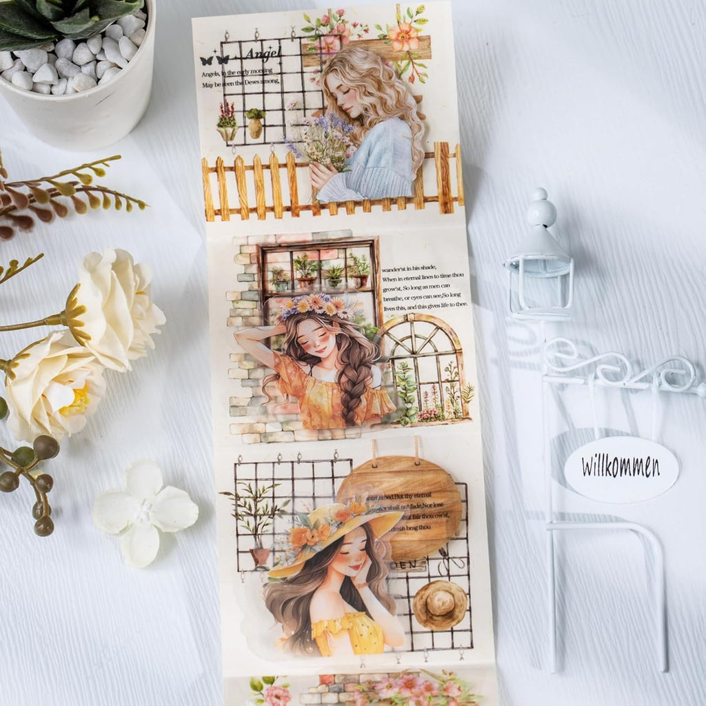 6 Rolls of PET Tape Stickers for Journaling Supplies, Paths Themed Decorative Journal Stickers for Scrapbooking,Planer (Garden Paths)