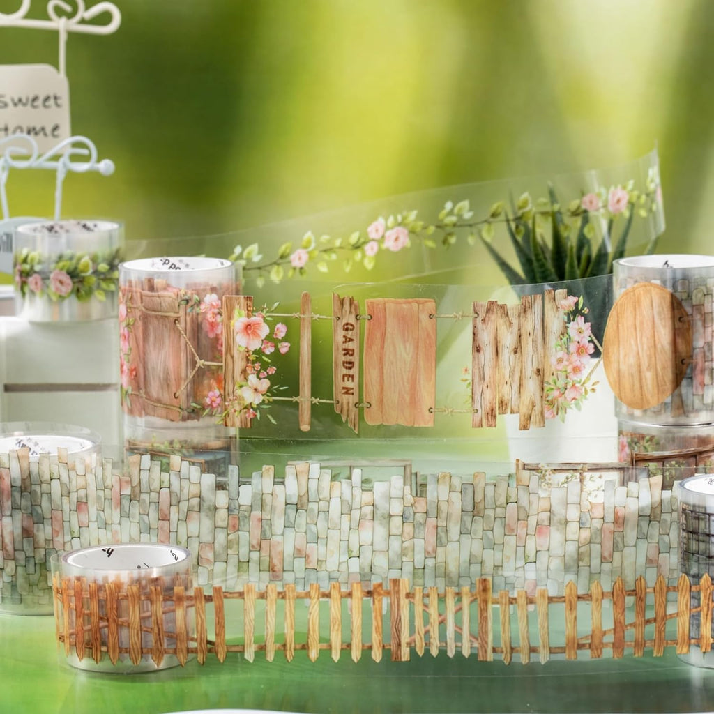 6 Rolls of PET Tape Stickers for Journaling Supplies, Paths Themed Decorative Journal Stickers for Scrapbooking,Planer (Garden Paths)