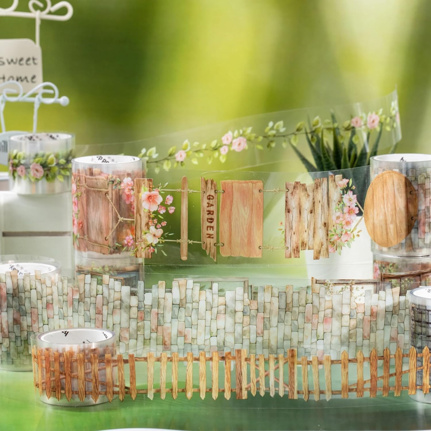 6 Rolls of PET Tape Stickers for Journaling Supplies, Paths Themed Decorative Journal Stickers for Scrapbooking,Planer (Garden Paths)