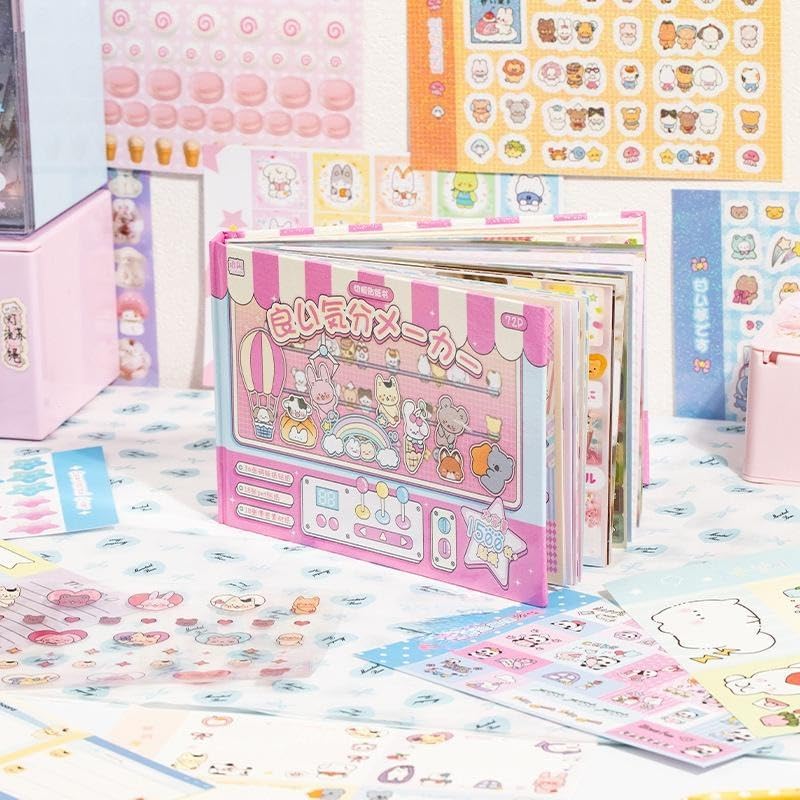 72-Page Vintage Style Sticker Book - 1500+ Mini Cartoon Stickers, Multi-Layer Lamination, Die-Cut DIY Journal Decoration, Scrapbooking, Planner, Gift