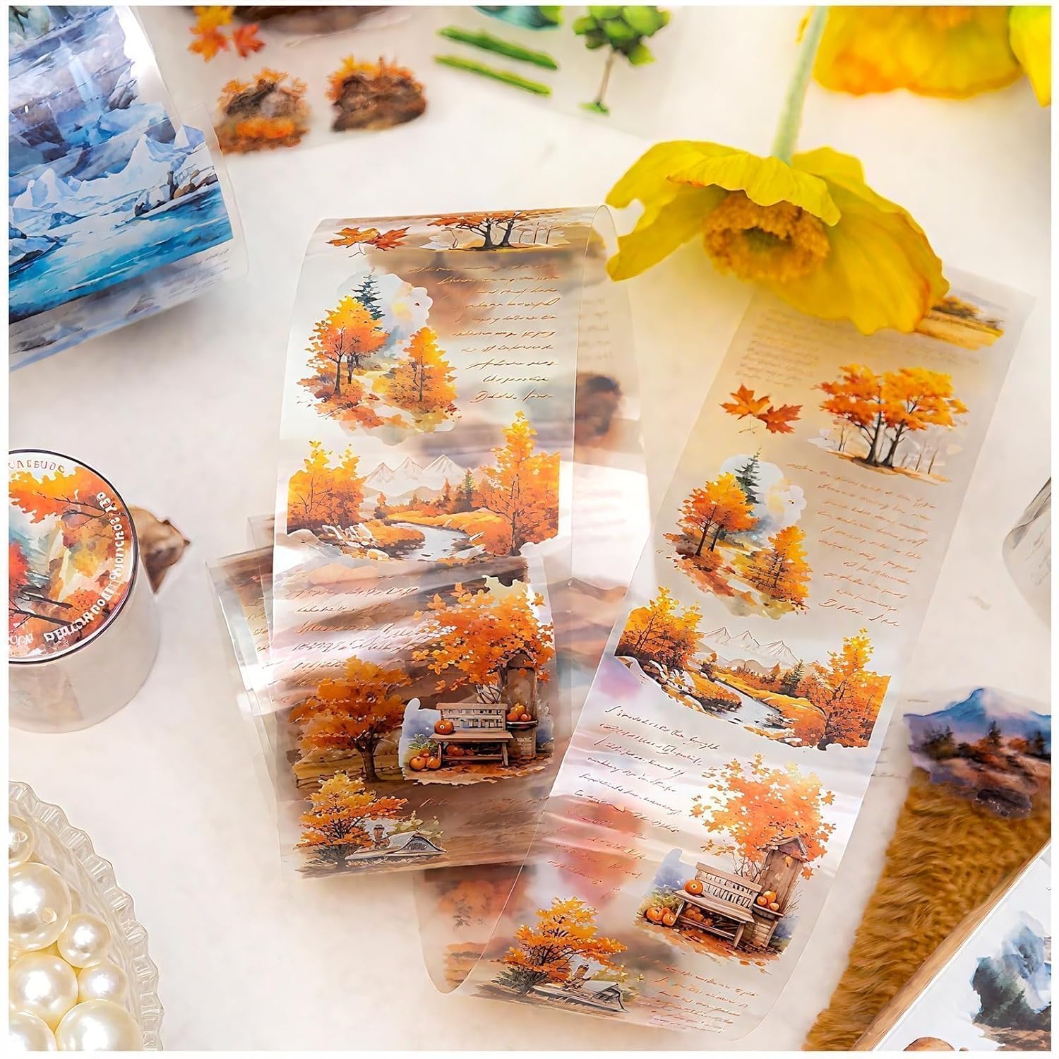 6 Rolls of PET Tape Stickers for Journaling Supplies, Paths Themed Decorative Journal Stickers for Scrapbooking,Planer (Garden Paths)