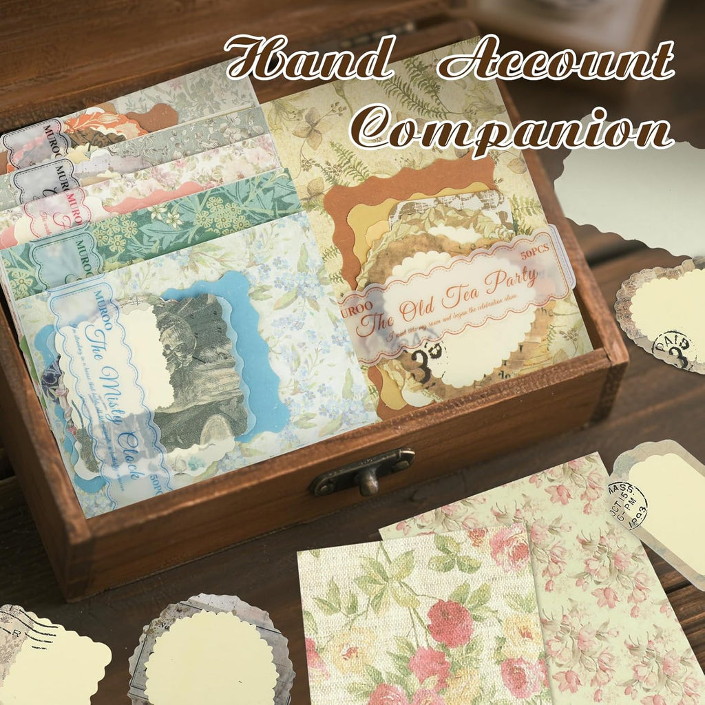 60 Sheets Lace Edged Scrapbook Stationery Paper Assorted Set, 4.9 x 6.9 inch Retro Mixed Lace Edged Paper, 6 Different Styles of Scrapbooking Paper for Letters, Junk Journal Supplies Collage