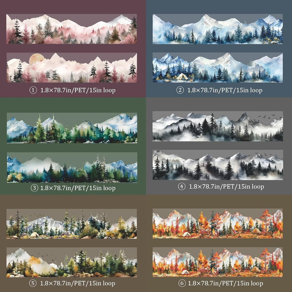 6 Rolls of PET Tape Stickers for Journaling Supplies, Paths Themed Decorative Journal Stickers for Scrapbooking,Planer (Garden Paths)