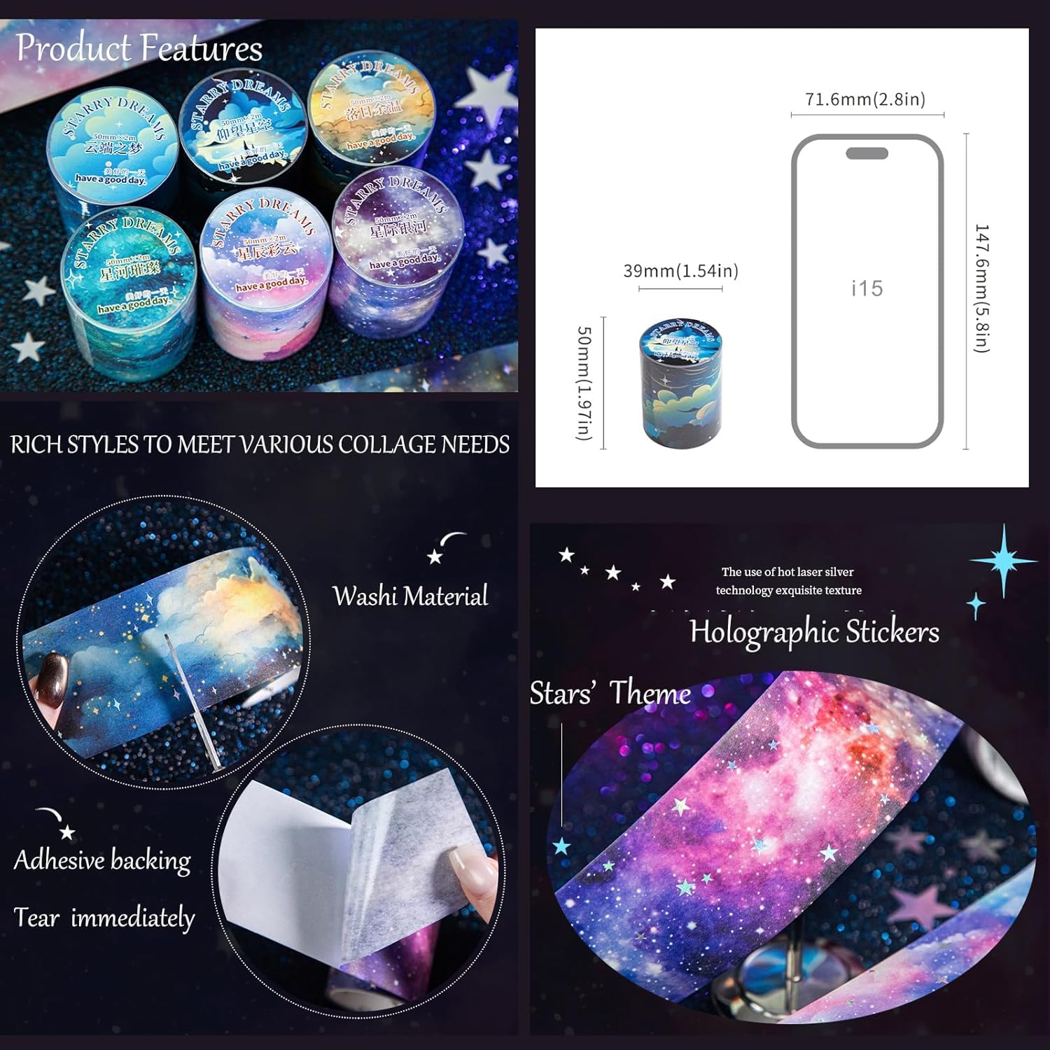 6 Rolls of PET Tape Stickers for Journaling Supplies, Paths Themed Decorative Journal Stickers for Scrapbooking,Planer (Garden Paths)