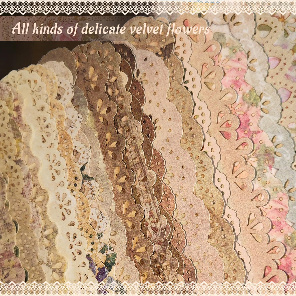 60 Sheets Lace Edged Scrapbook Stationery Paper Assorted Set, 4.9 x 6.9 inch Retro Mixed Lace Edged Paper, 6 Different Styles of Scrapbooking Paper for Letters, Junk Journal Supplies Collage