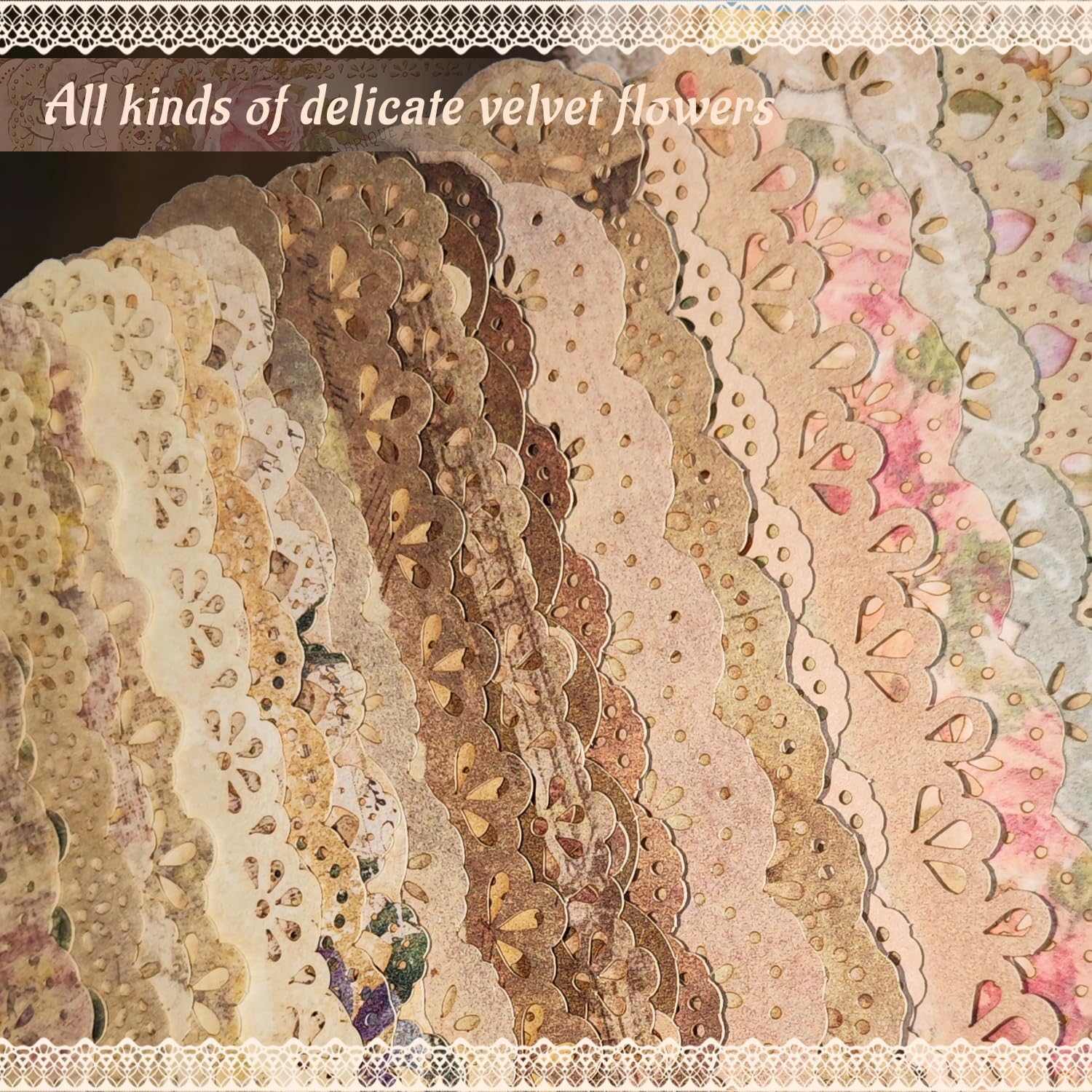 60 Sheets Lace Edged Scrapbook Stationery Paper Assorted Set, 4.9 x 6.9 inch Retro Mixed Lace Edged Paper, 6 Different Styles of Scrapbooking Paper for Letters, Junk Journal Supplies Collage