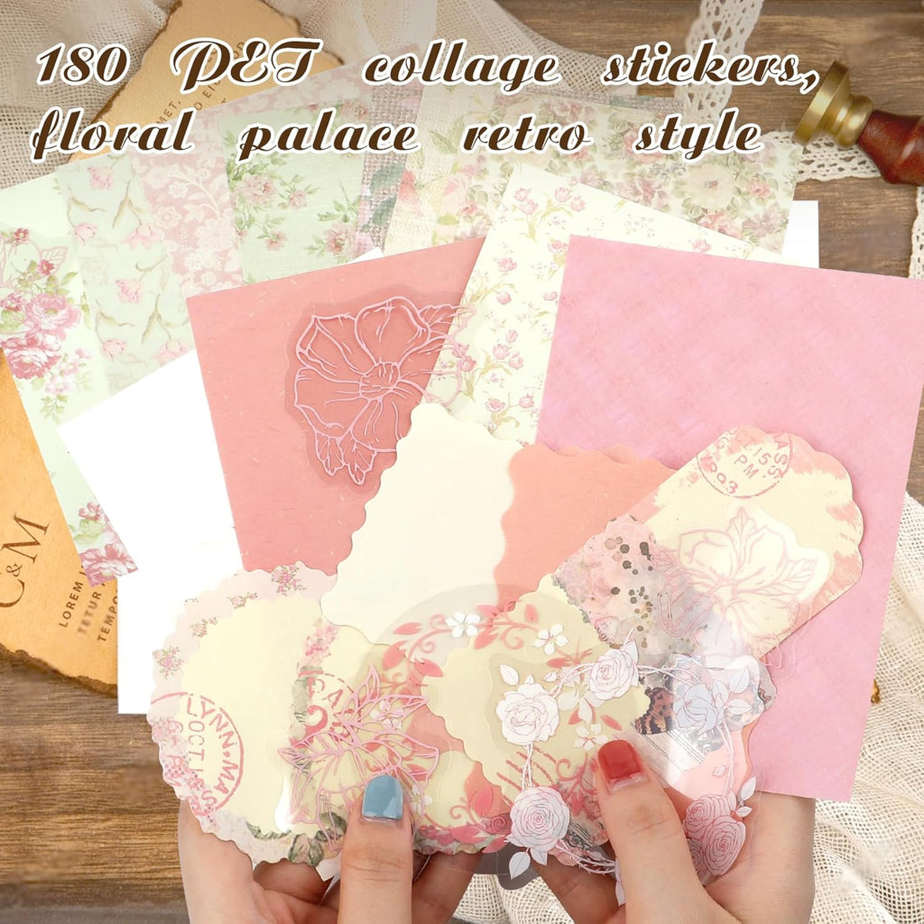 60 Sheets Lace Edged Scrapbook Stationery Paper Assorted Set, 4.9 x 6.9 inch Retro Mixed Lace Edged Paper, 6 Different Styles of Scrapbooking Paper for Letters, Junk Journal Supplies Collage