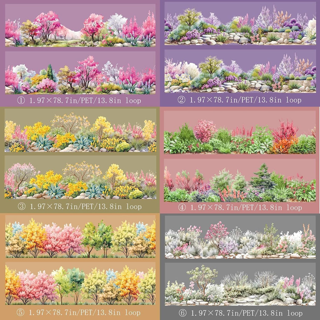 6 Rolls of PET Tape Stickers for Journaling Supplies, Paths Themed Decorative Journal Stickers for Scrapbooking,Planer (Garden Paths)