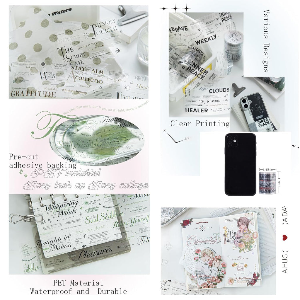 6 Rolls of PET Tape Stickers for Journaling Supplies, Paths Themed Decorative Journal Stickers for Scrapbooking,Planer (Garden Paths)