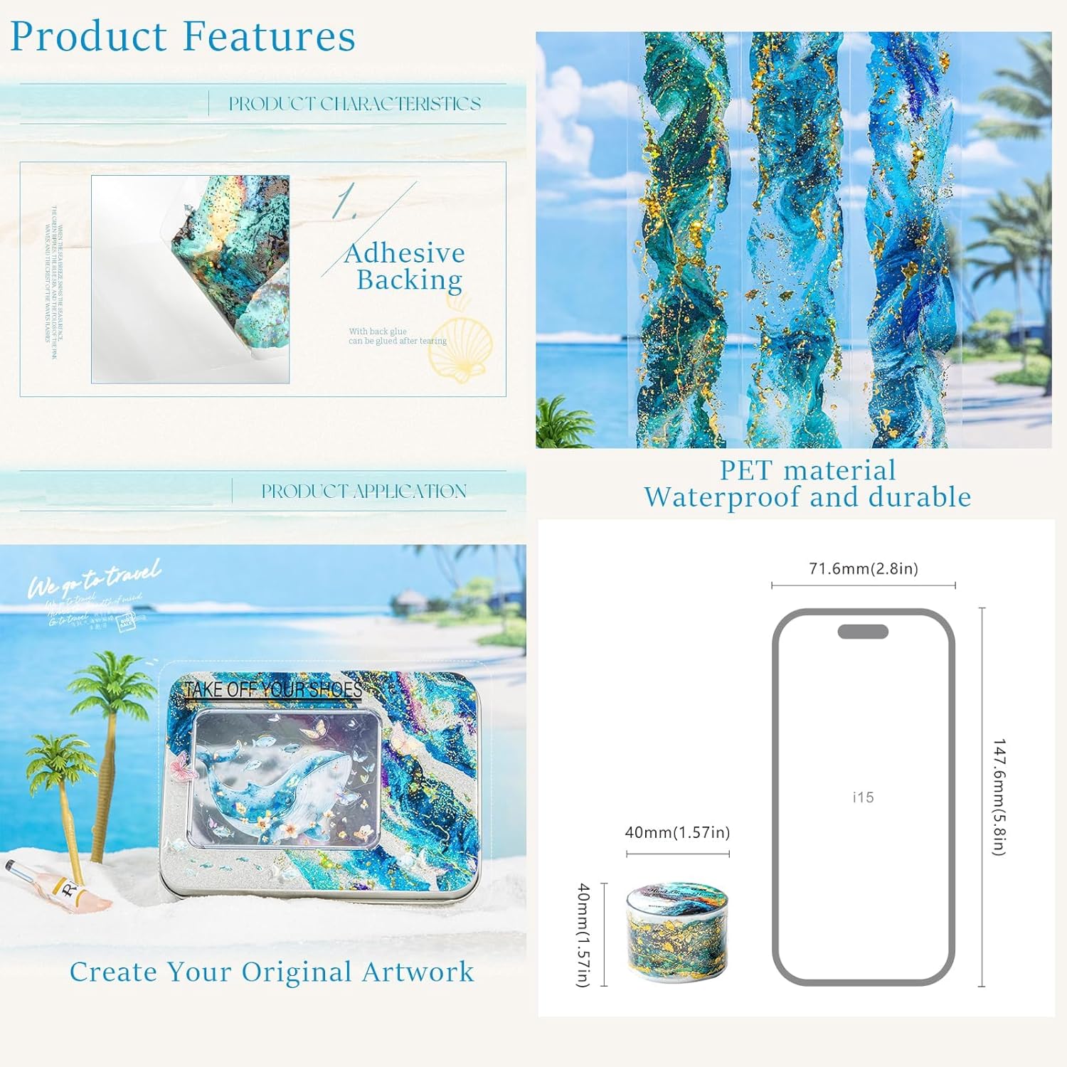 6 Rolls of PET Tape Stickers for Journaling Supplies, Paths Themed Decorative Journal Stickers for Scrapbooking,Planer (Garden Paths)