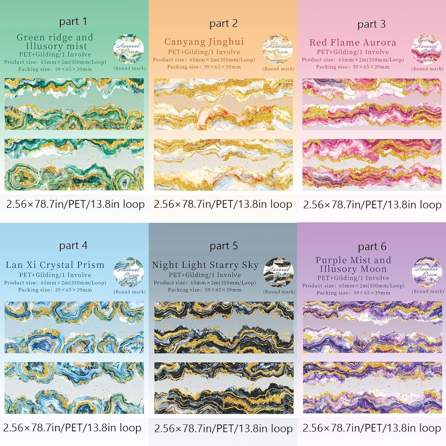 6 Rolls of PET Tape Stickers for Journaling Supplies, Paths Themed Decorative Journal Stickers for Scrapbooking,Planer (Garden Paths)