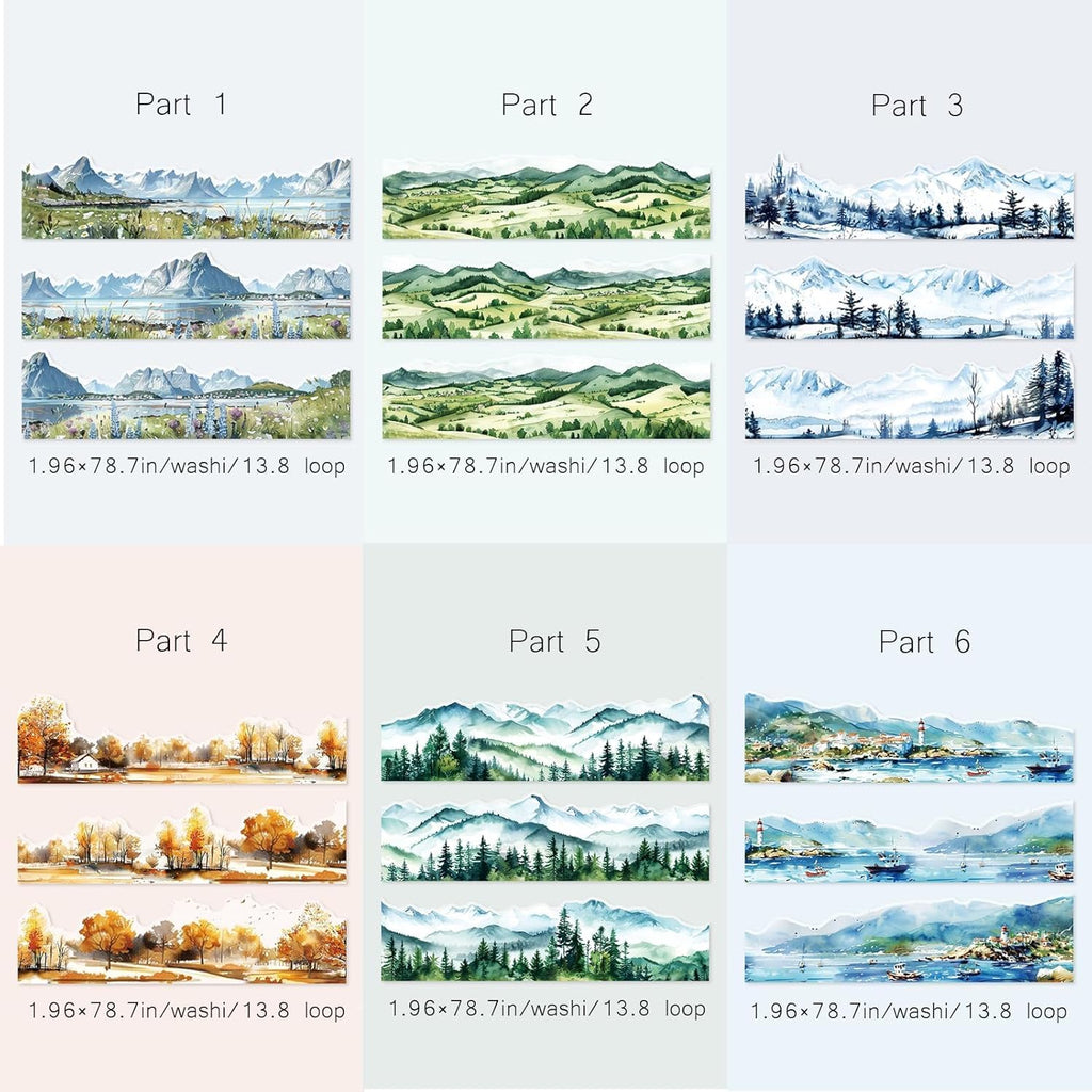 6 Rolls of PET Tape Stickers for Journaling Supplies, Paths Themed Decorative Journal Stickers for Scrapbooking,Planer (Garden Paths)