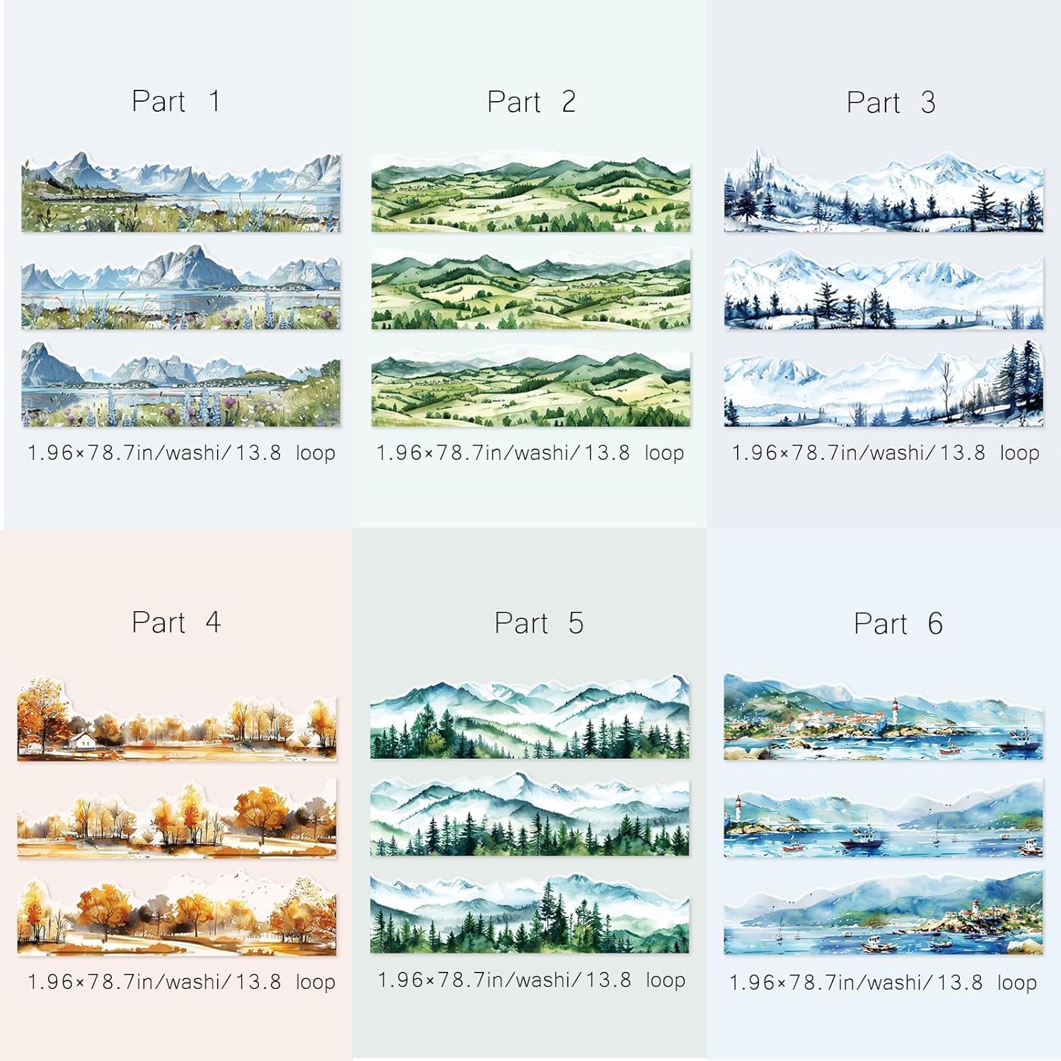 6 Rolls of PET Tape Stickers for Journaling Supplies, Paths Themed Decorative Journal Stickers for Scrapbooking,Planer (Garden Paths)