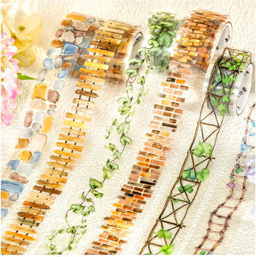6 Rolls of PET Tape Stickers for Journaling Supplies, Paths Themed Decorative Journal Stickers for Scrapbooking,Planer (Garden Paths)
