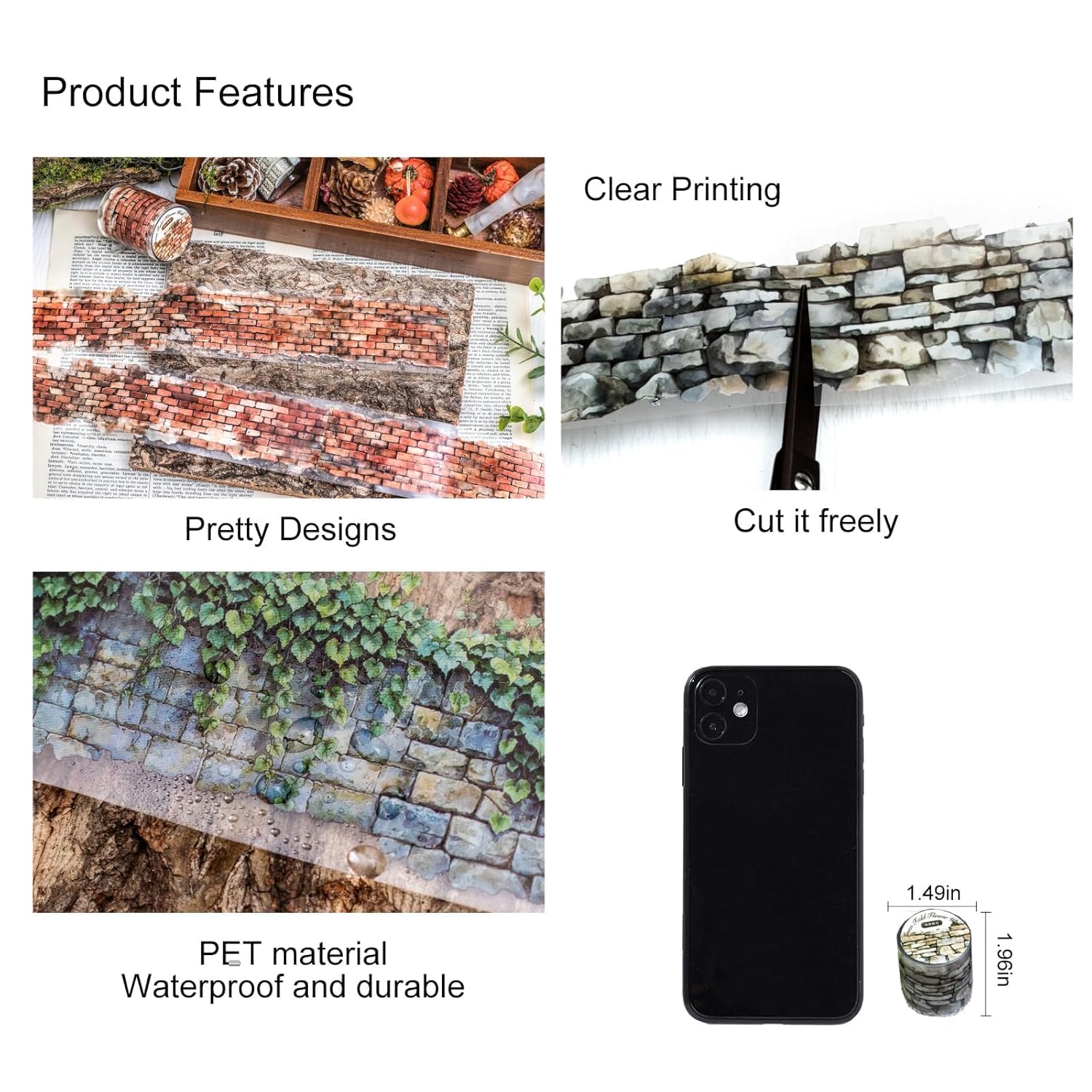 6 Rolls of PET Tape Stickers for Journaling Supplies, Paths Themed Decorative Journal Stickers for Scrapbooking,Planer (Garden Paths)