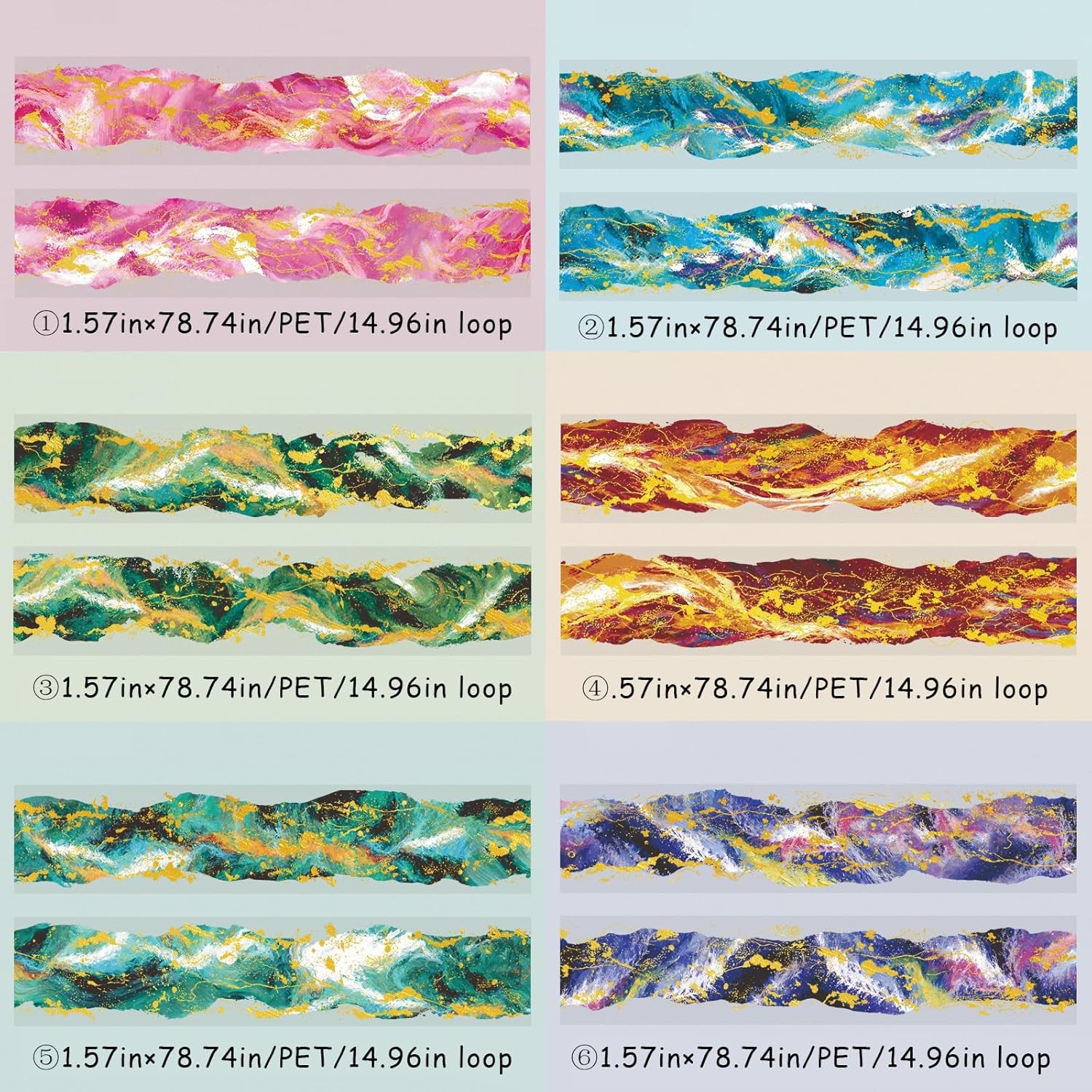 6 Rolls of PET Tape Stickers for Journaling Supplies, Paths Themed Decorative Journal Stickers for Scrapbooking,Planer (Garden Paths)