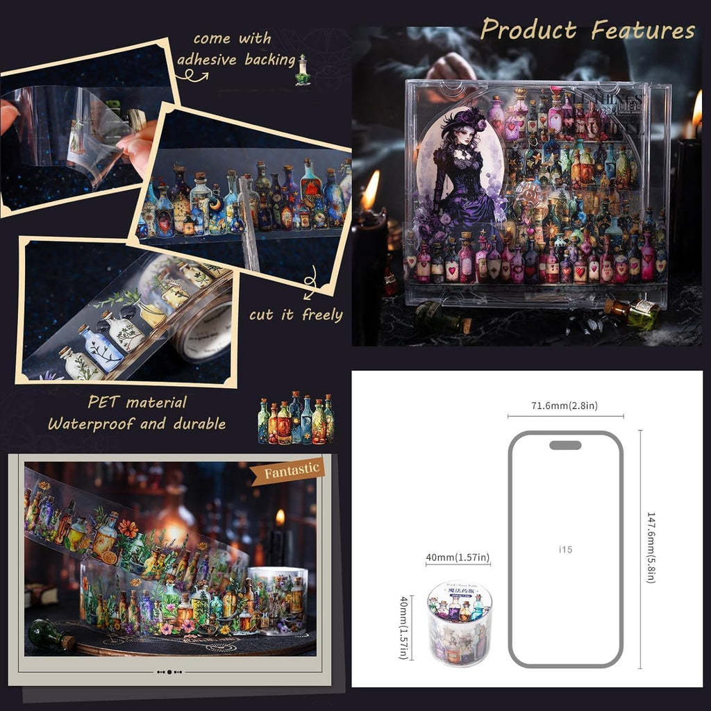 6 Rolls of PET Tape Stickers for Journaling Supplies, Paths Themed Decorative Journal Stickers for Scrapbooking,Planer (Garden Paths)