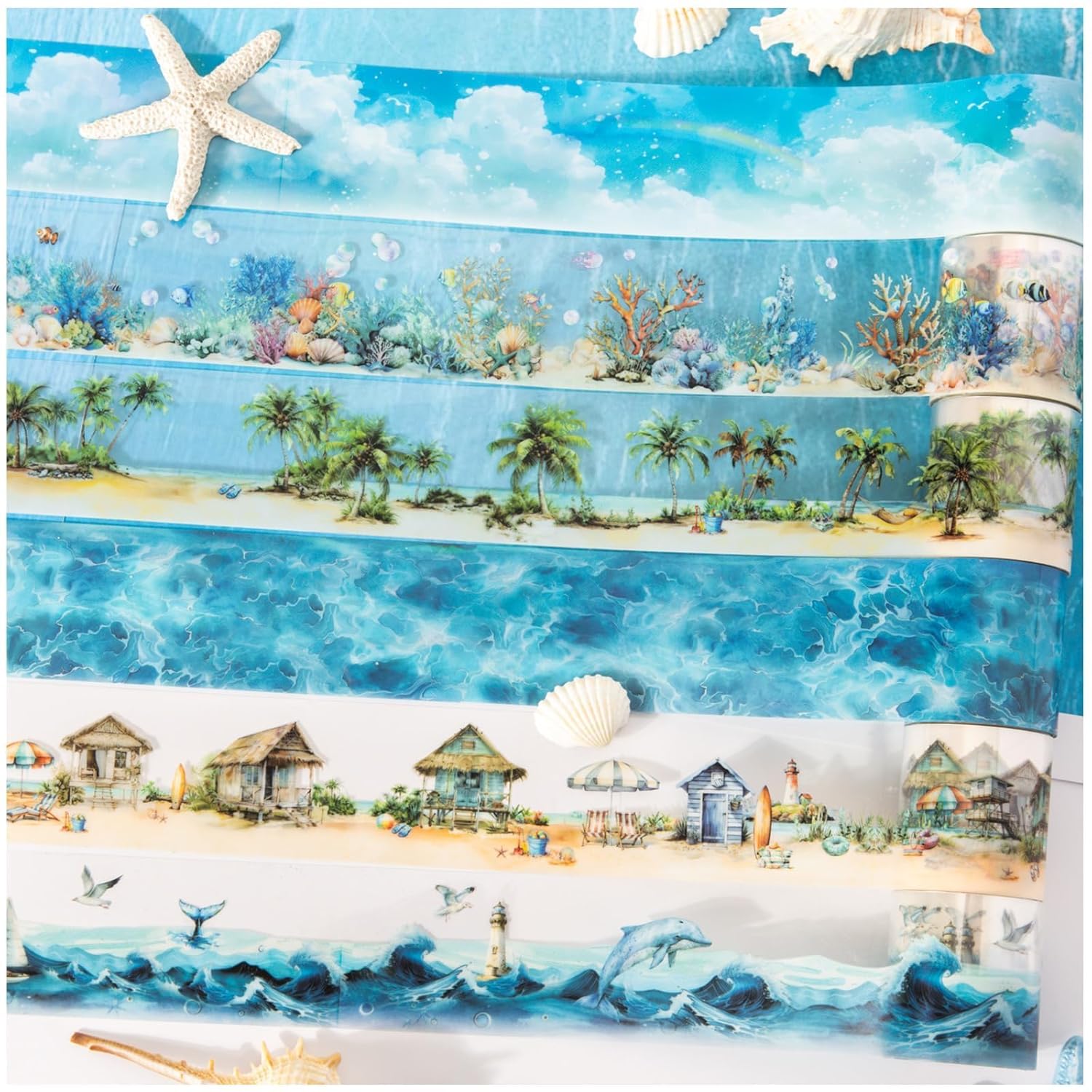 6 Rolls of PET Tape Stickers for Journaling Supplies, Paths Themed Decorative Journal Stickers for Scrapbooking,Planer (Garden Paths)