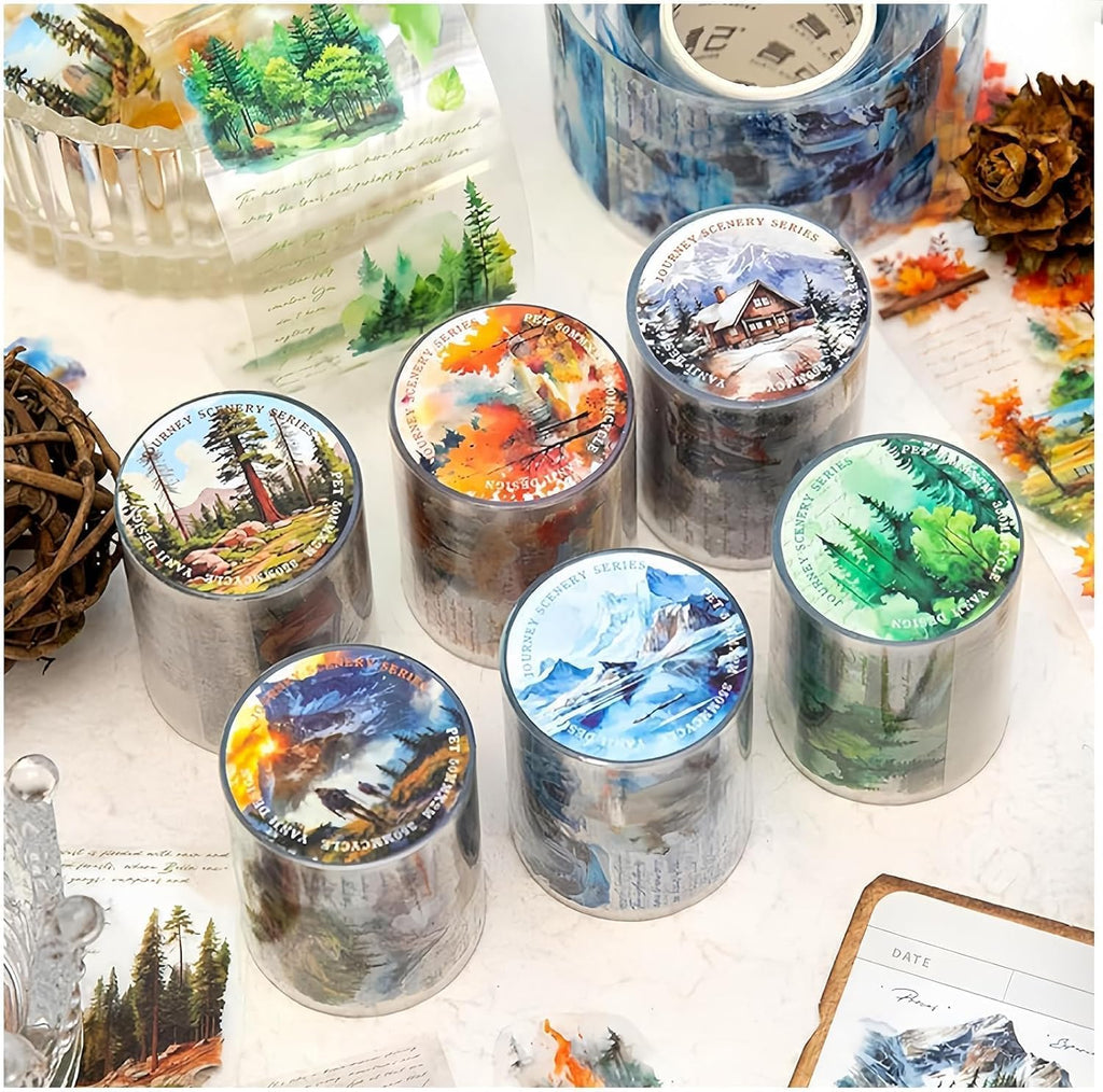 6 Rolls of PET Tape Stickers for Journaling Supplies, Paths Themed Decorative Journal Stickers for Scrapbooking,Planer (Garden Paths)