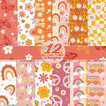 24 Sheets Orange Daisy Hippie Scrapbook Paper 12'' x 12'' Little Orange Daisy Boho Pattern Paper Pack Retro Boho Double-Sided Scrapbook Pack for Photo Albums, Gift Wrapping, Journal Decoration