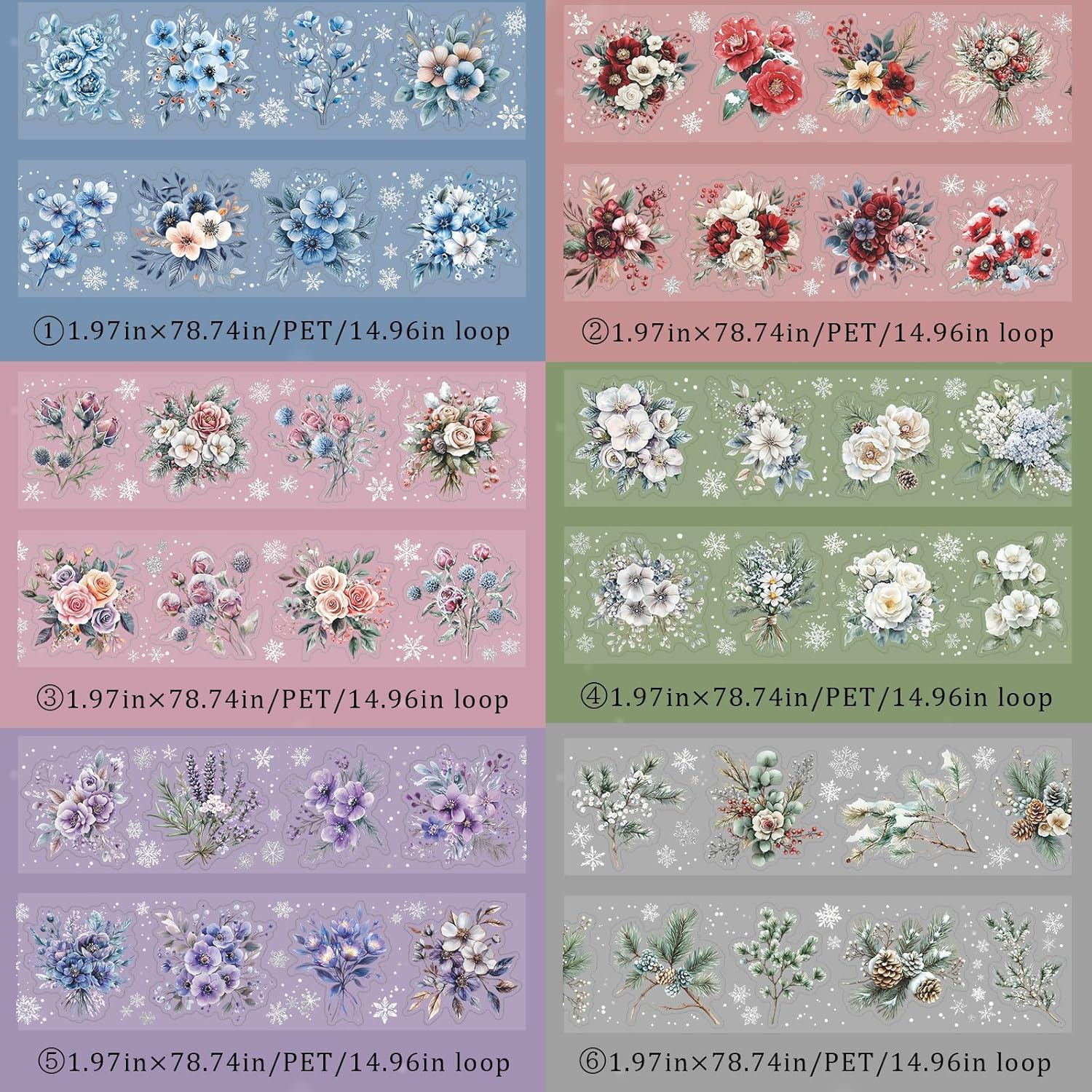 6 Rolls of PET Tape Stickers for Journaling Supplies, Paths Themed Decorative Journal Stickers for Scrapbooking,Planer (Garden Paths)