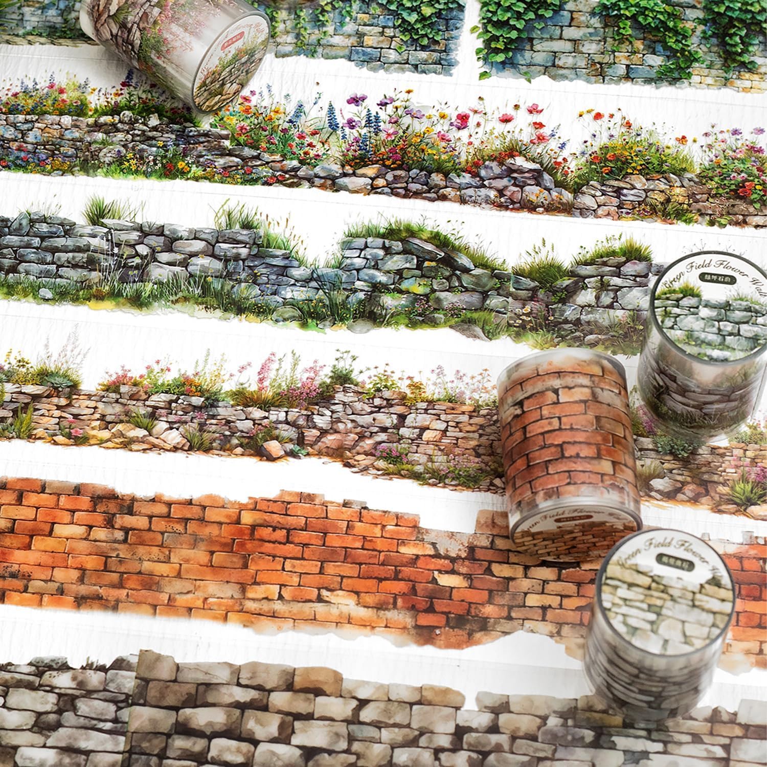 6 Rolls of PET Tape Stickers for Journaling Supplies, Paths Themed Decorative Journal Stickers for Scrapbooking,Planer (Garden Paths)