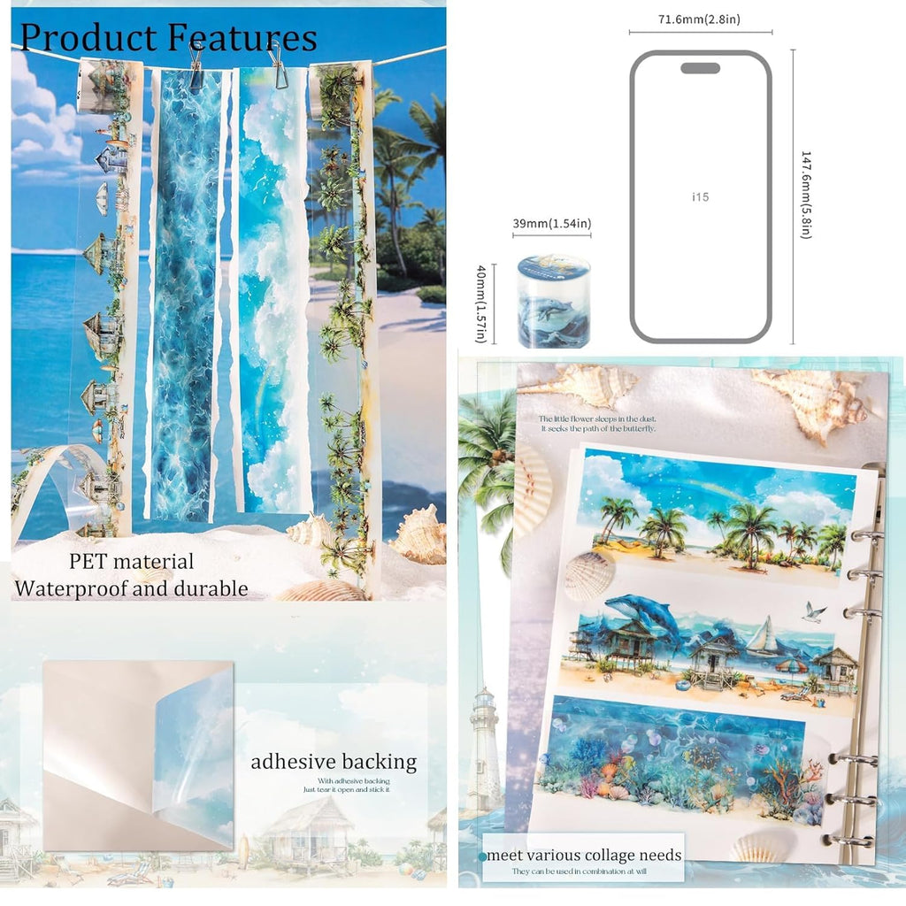 6 Rolls of PET Tape Stickers for Journaling Supplies, Paths Themed Decorative Journal Stickers for Scrapbooking,Planer (Garden Paths)