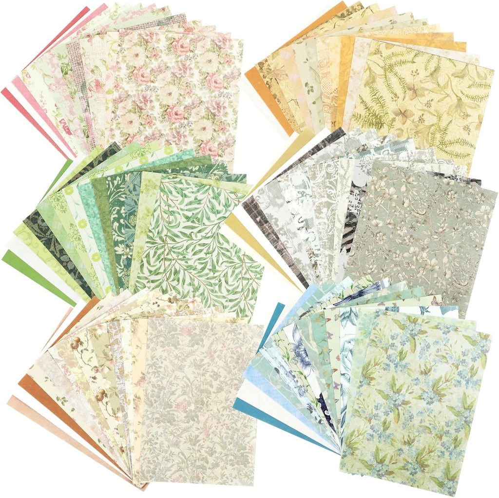 60 Sheets Lace Edged Scrapbook Stationery Paper Assorted Set, 4.9 x 6.9 inch Retro Mixed Lace Edged Paper, 6 Different Styles of Scrapbooking Paper for Letters, Junk Journal Supplies Collage