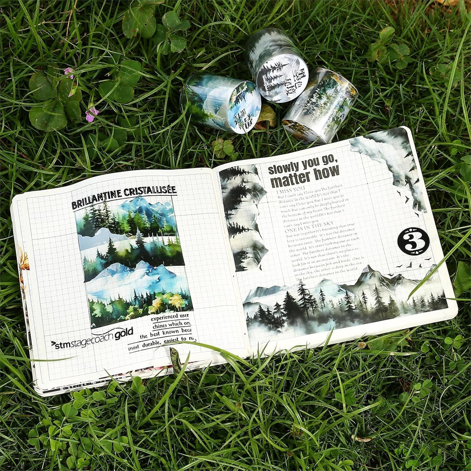 6 Rolls of PET Tape Stickers for Journaling Supplies, Paths Themed Decorative Journal Stickers for Scrapbooking,Planer (Garden Paths)